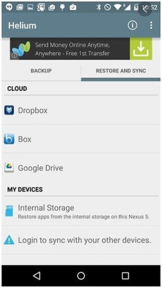 Helium can be used for backup of Android with or without root