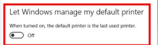 Default printer in Windows 10