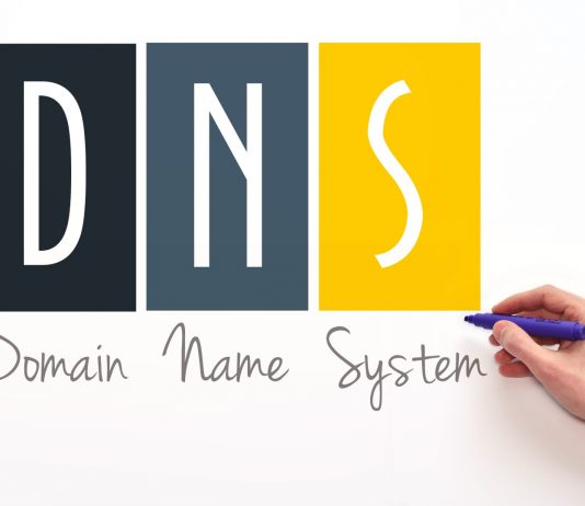Check the sites visited by router, local network and WiFi with OpenDNS DNS. Domain name system sign on white background