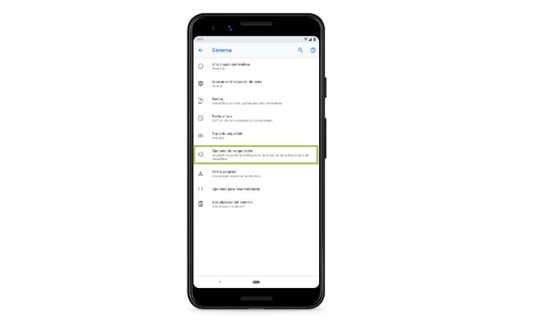 How to reset an Android mobile from the settings step2