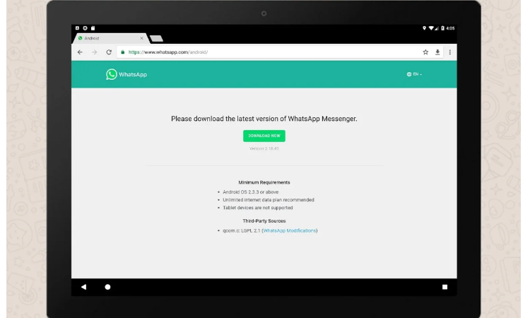 Way 2 Install the WhatsApp APK for any Android tablet
