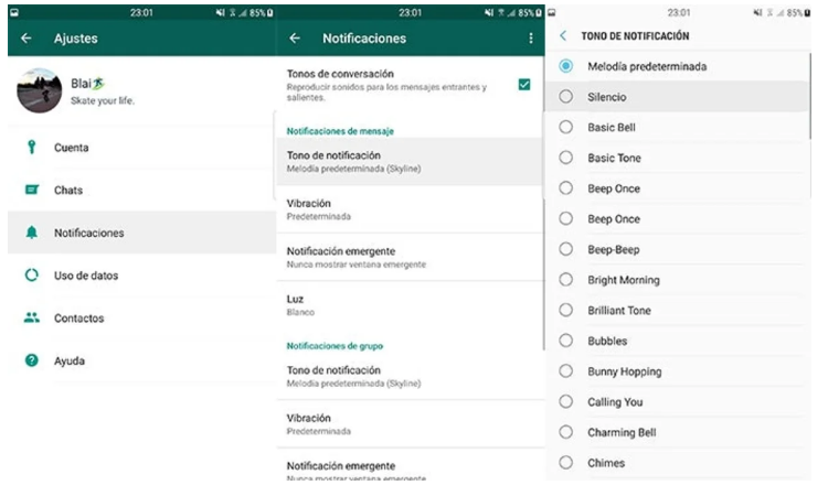 Check the notification settings in the WhatsApp app