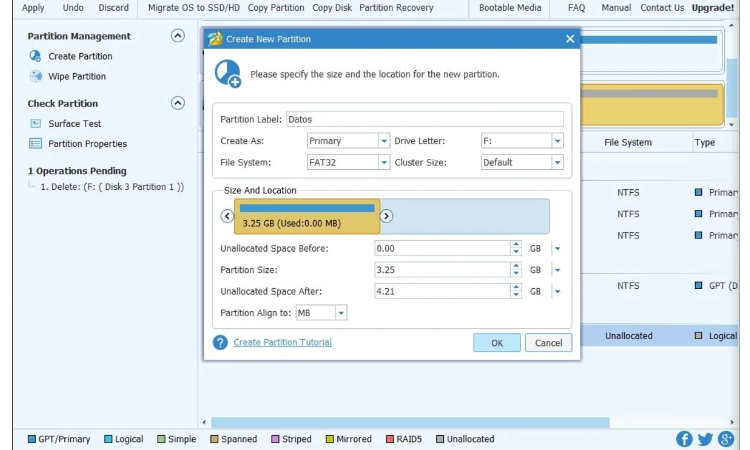 Create a partition on the card to store the data