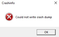 could not write crash dump