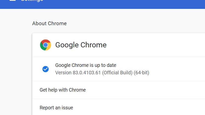 Update your Google Chrome browser
