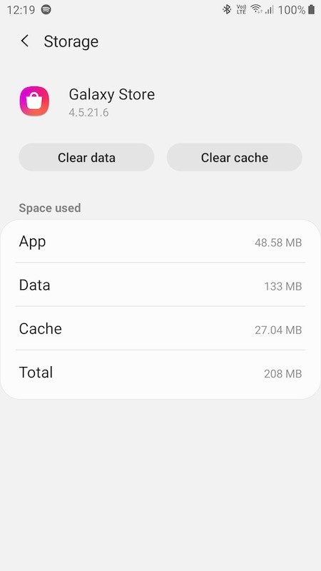 Clear Galaxy Apps cache