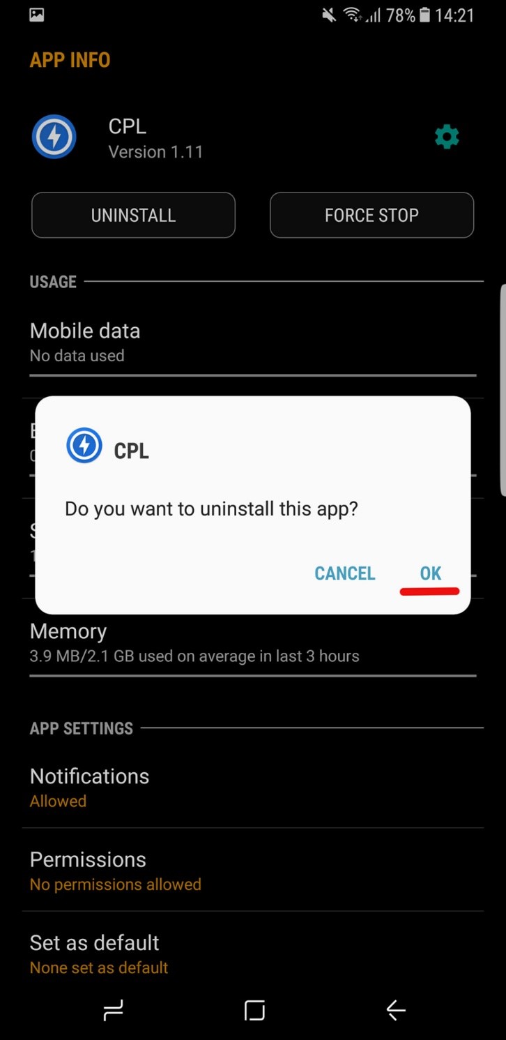 Uninstall the conflicting apps