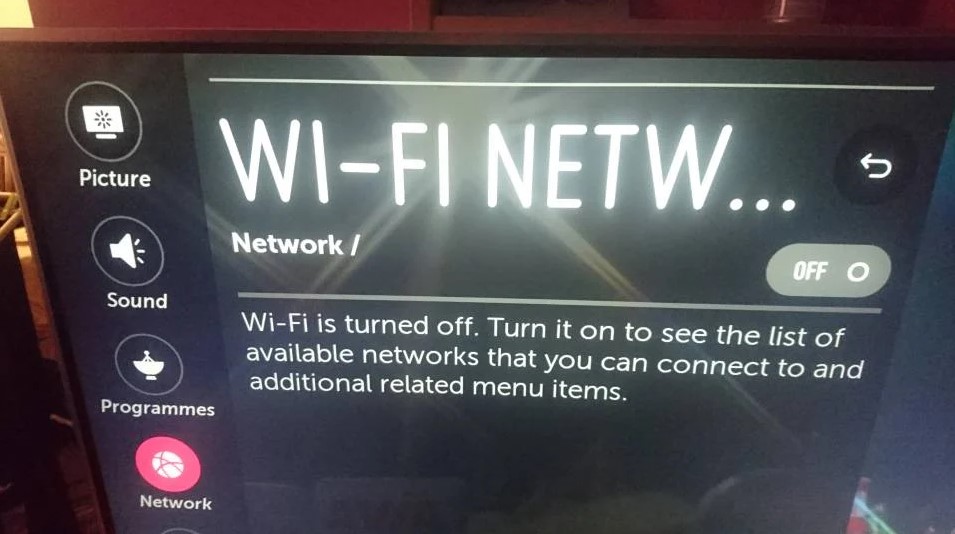 LG TV wifi turned off