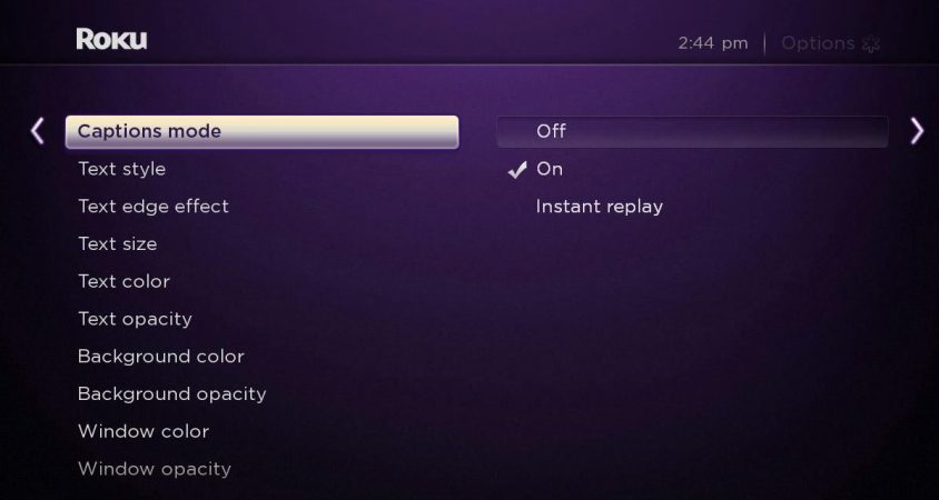 How to turn off captions on Roku