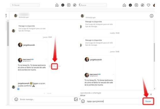 How to reply to a message on Instagram from PC 1