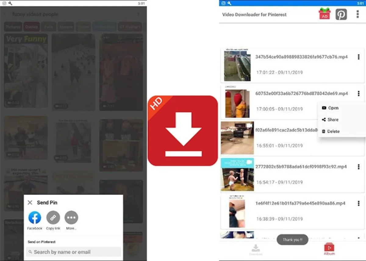 Another way to download videos from the Pinterest platform.