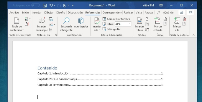 Create an automatic index in Word 3