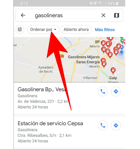 Nearby gas stations with Google Maps 
