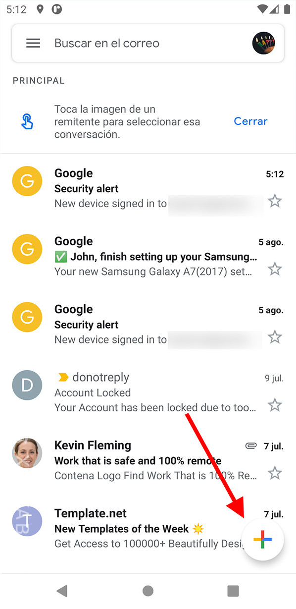 Send your first email on an Android mobile 1